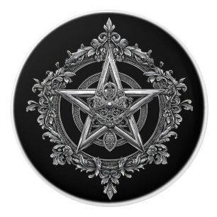 Pomo De Cerámica Estilo Gótico de Pentagrama Barroco Ornamentado