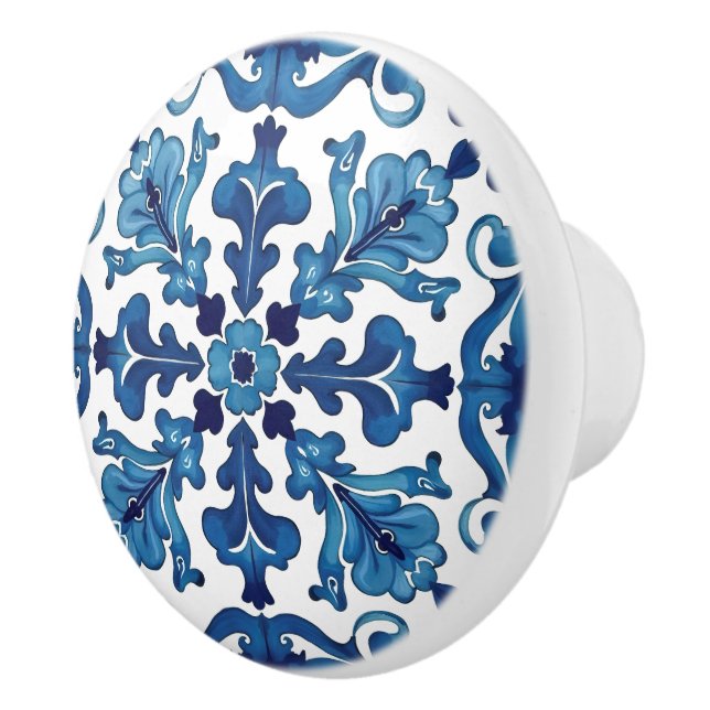 Pomo De Cerámica estilo italiano, mediterráneo, mosaico, azul, (Derecha)