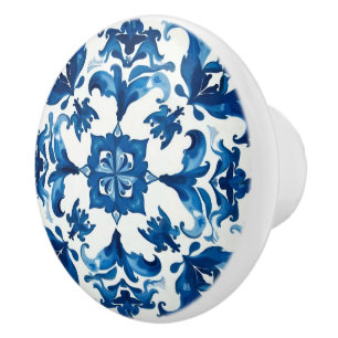 Pomo De Cerámica estilo italiano, mediterráneo, mosaico, azul,