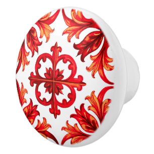 Pomo De Cerámica Estilo italiano,mosaico,rojo