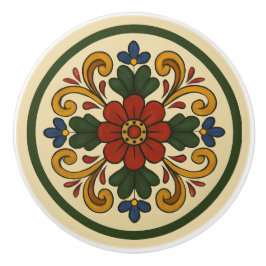 Pomo De Cerámica Estilo Rosemaling Noruego Cottagecore Folk Art