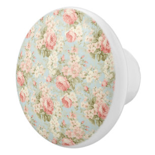 Pomo De Cerámica Estilo Shabby Chic Vintage Floral Victoriano Rosas