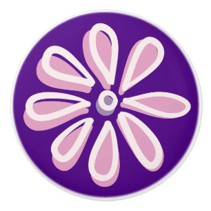 Pomo De Cerámica Estiloso Doodle De Bloom Rosa