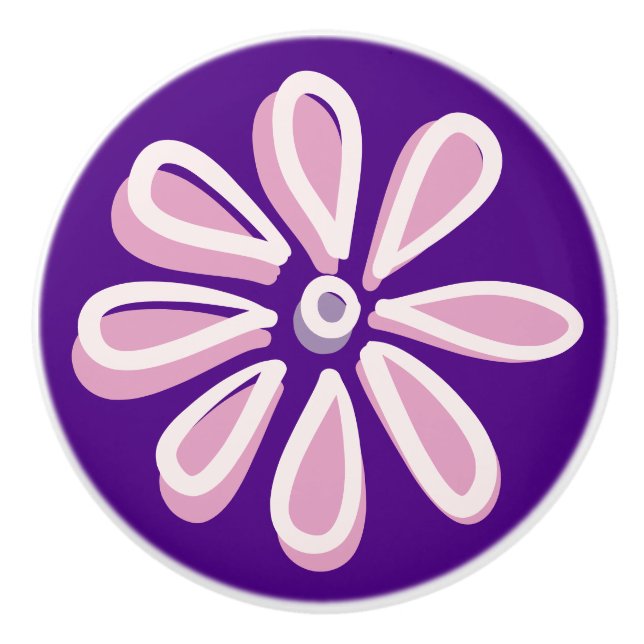 Pomo De Cerámica Estiloso Doodle De Bloom Rosa (Anverso)