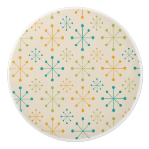 Pomo De Cerámica Estrella Atómica de Color Naranja Verde Turquesa d