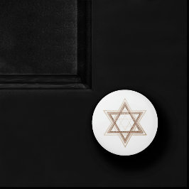 Pomo De Cerámica Estrella De David | Elegante oro y blanco moderno