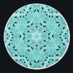 Pomo De Cerámica Estrella de David | Resumen del gabinete de cajone<br><div class="desc">Perilla decorativa de cajón o perilla de gabinete con un diseño abstracto de la estrella de David en tonos agua,  blanco,  gris plateado y negro. Diseño original de Susan Silva / 369Mandala.</div>