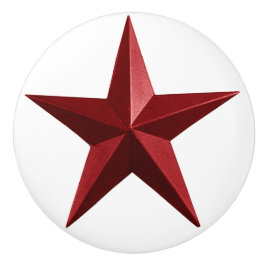 Pomo De Cerámica Estrella de granero redondo Red Barnstar
