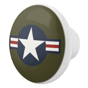 Pomo De Cerámica Estrella de insignia USAAF azul blanco rojo vintag