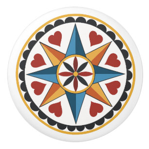 Pomo De Cerámica Estrella de ocho puntos y corazón apaciguados Rótu
