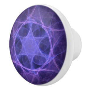 Pomo De Cerámica Estrella Fractal Púrpura De David