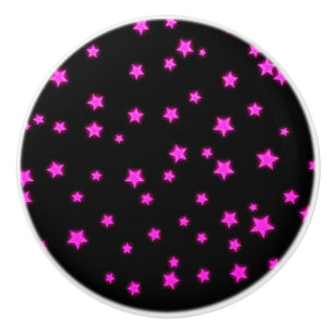 Pomo De Cerámica Estrellas brillantes rosadas en dormitorio fresco