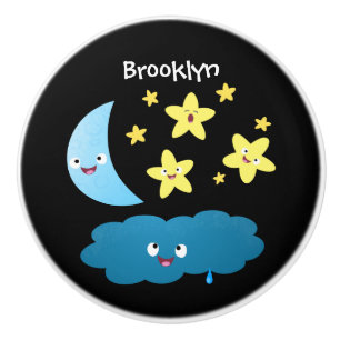 Pomo De Cerámica Estrellas de canto, personalizado de luna y nube