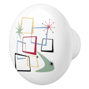 Pomo De Cerámica Estrellas de la era atómica Boomerang sobresale a