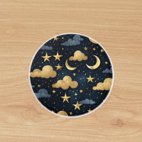 Estrellas de luna de patrón celestes de oro azul
