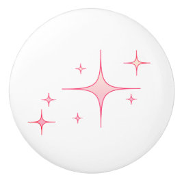 Pomo De Cerámica Estrellas retro rosadas