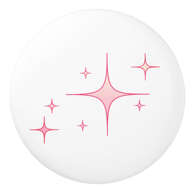 Pomo De Cerámica Estrellas retro rosadas (Anverso)