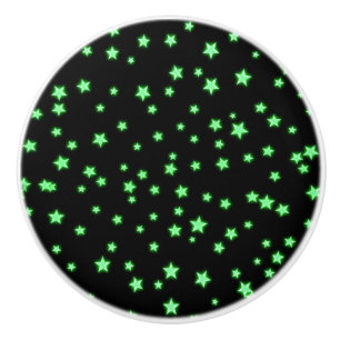 Pomo De Cerámica Estrellas verdes brillantes en dormitorio de espac