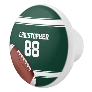 Pomo De Cerámica Estriberas verdes y blancas Jersey Grid Iron Footb