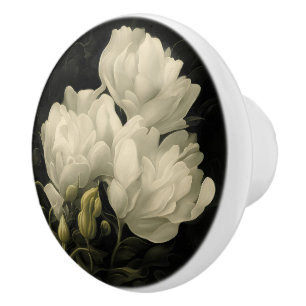 Pomo De Cerámica Estudio de una flor peónica
