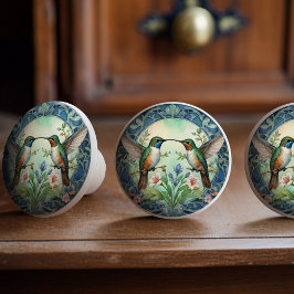 Pomo De Cerámica Ethereal Hummingbird Dance Ceramic Knob Pull
