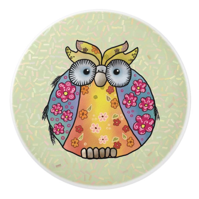 Pomo De Cerámica Eule mit Muster (Anverso)