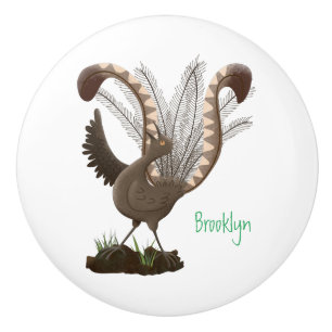 Pomo De Cerámica Excelente ilustracion de personalizado de lyrebird