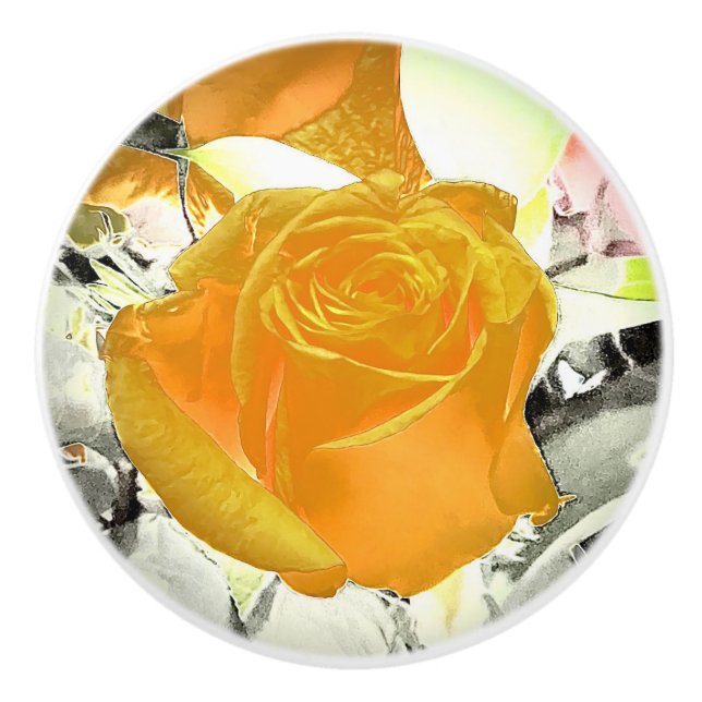 Pomo De Cerámica Explosión de Rosa Amarillo (Anverso)