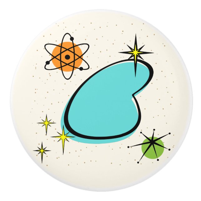 Pomo De Cerámica Extracción cerámica de bumerán atómico retro y est (Anverso)