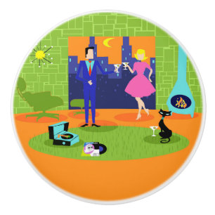 Pomo De Cerámica Extracción cerámica de cerámica de pareja retro