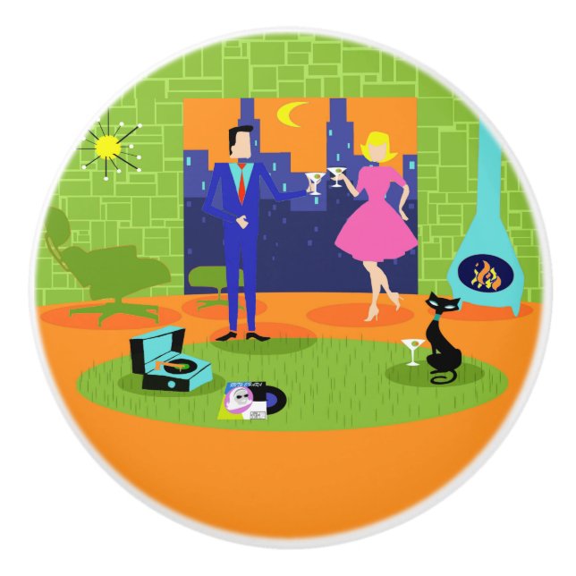 Pomo De Cerámica Extracción cerámica de cerámica de pareja retro ro (Anverso)