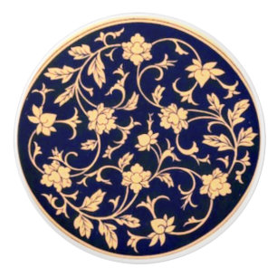 Pomo De Cerámica Extracción de cajón de cerámica Ornate Cobalt B