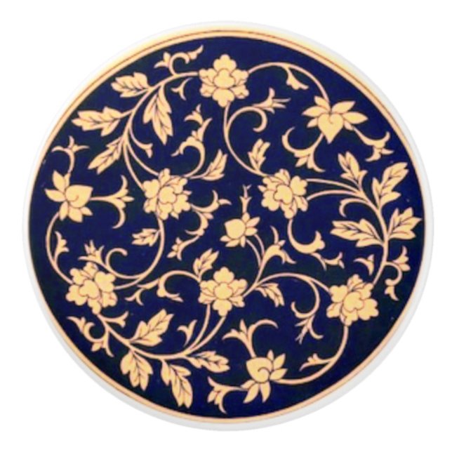 Pomo De Cerámica Extracción de cajón de cerámica Ornate Cobalt Blue (Anverso)