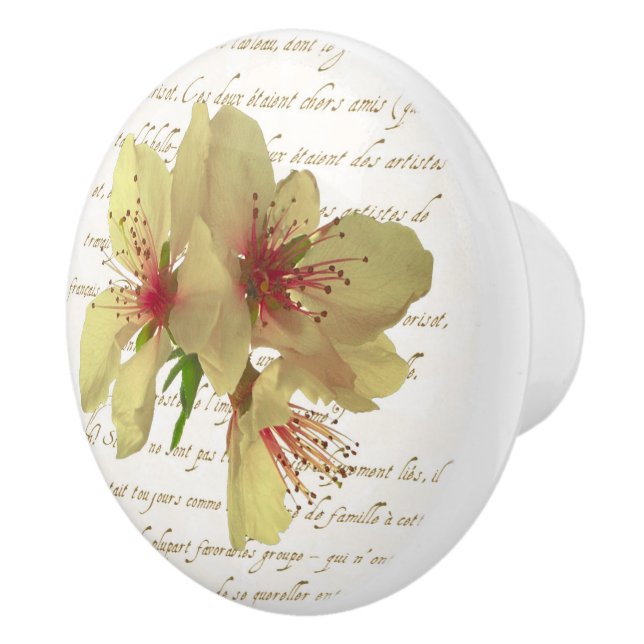 Pomo De Cerámica Extracción de cajón de flores francesas (Derecha)