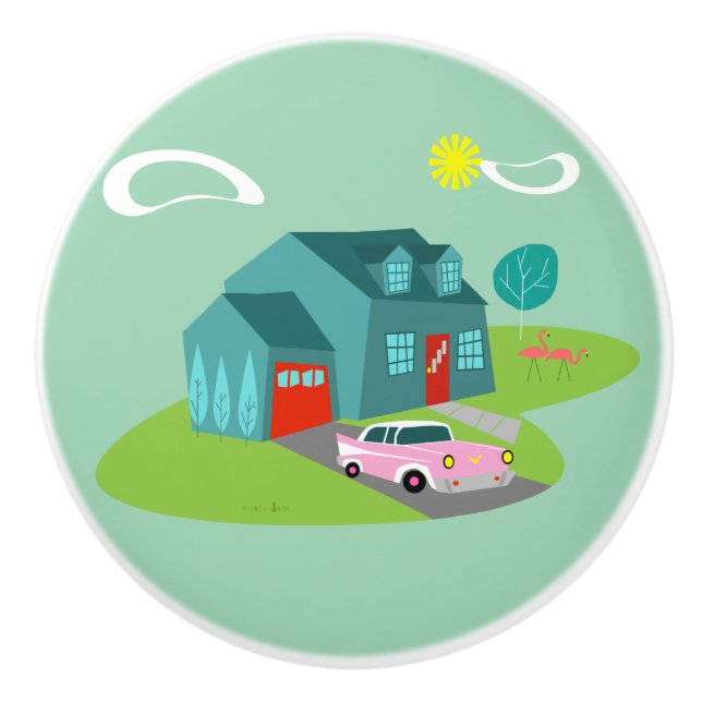 Pomo De Cerámica Extracción de cerámica de casa suburbana retro (Anverso)