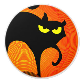 Pomo De Cerámica Extracción de cerámica de gato negro