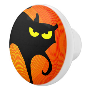 Pomo De Cerámica Extracción de cerámica de gato negro