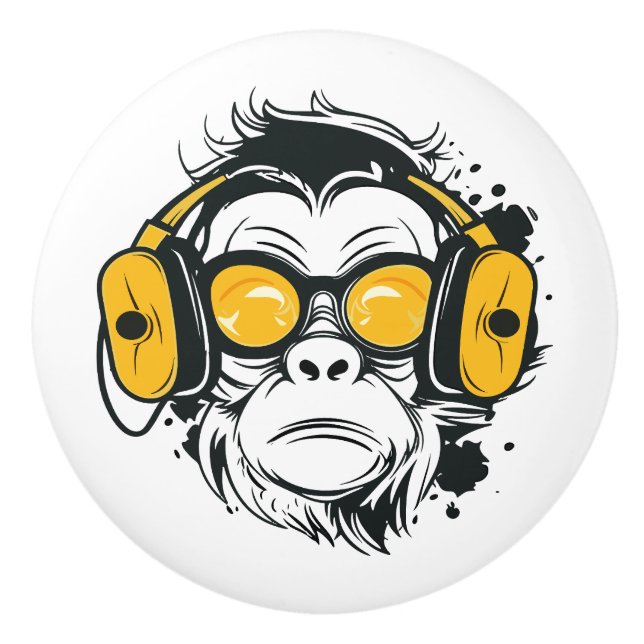 Pomo De Cerámica Extracción de cerámica de mono trippy (Anverso)