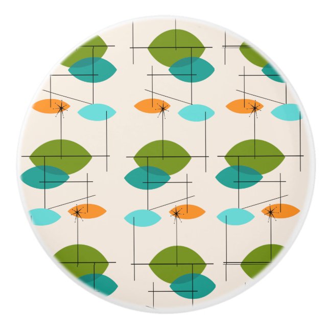 Pomo De Cerámica Extracción de cerámica de patrón móvil retro atómi (Anverso)