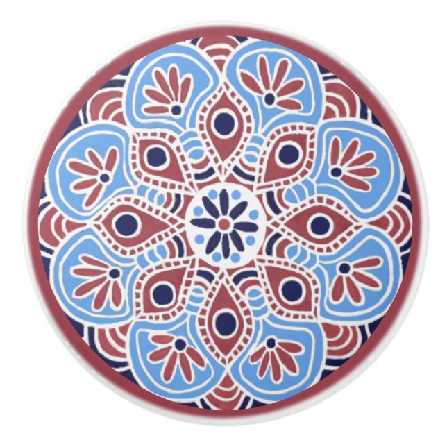 Pomo De Cerámica Extracción de cerámica roja y azul (Anverso)