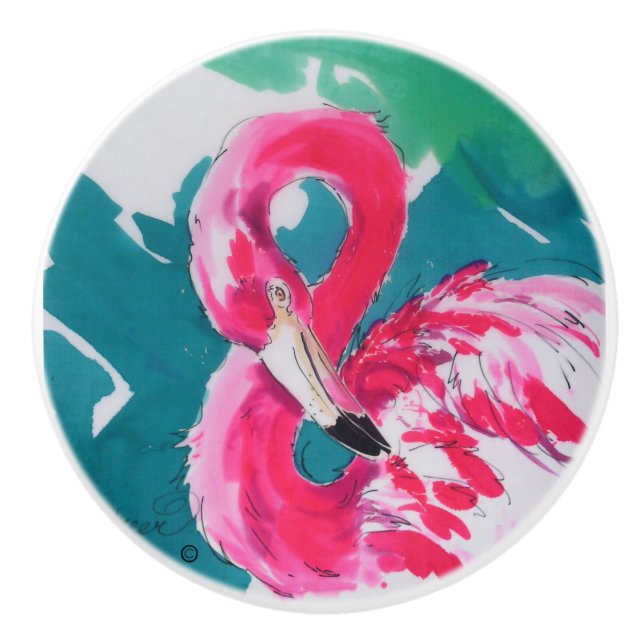 Pomo De Cerámica Fabuloso Flamingo (Anverso)