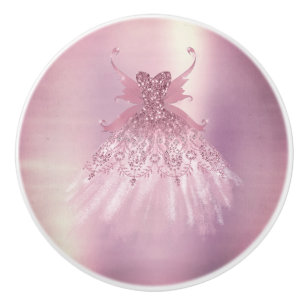 Pomo De Cerámica Fairy Wing Mauve Gown   Deluxo y turbio Sheen rosa