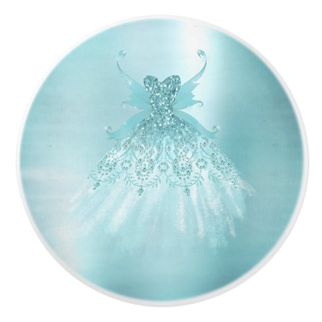 Pomo De Cerámica Fairy Wing Mint Gown | Luxe Pearl Green Aqua Sheen (Anverso)