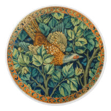 Faisán del bosque azul hojas verdes Art Nouveau