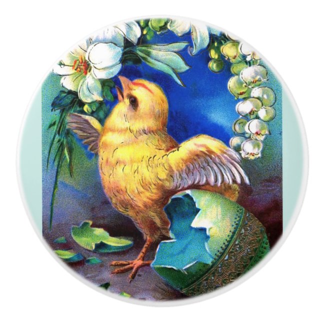Pomo De Cerámica Falln A Happy Easter Chick (Anverso)