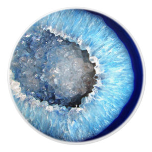 Pomo De Cerámica Falln Geode cristalino azul
