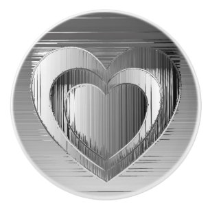 Pomo De Cerámica Falso corazón metálico pulido del cromo
