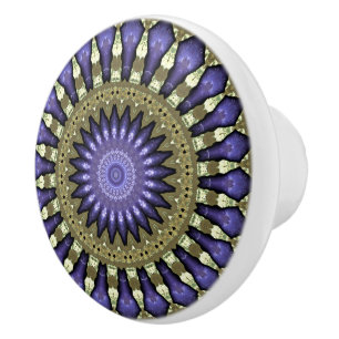 Pomo De Cerámica Falso modelo púrpura violeta negro de la mandala