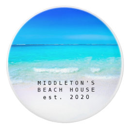 Pomo De Cerámica Familia costera Blue Aqua Ocean Sea Personalizado