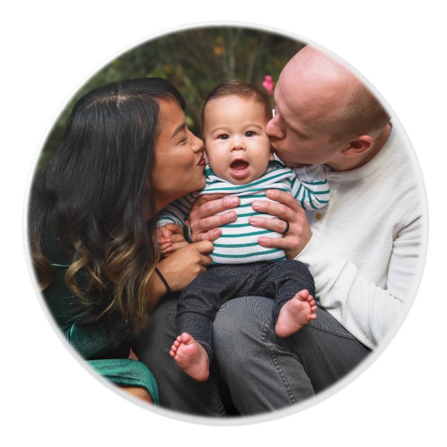 Pomo De Cerámica Familia de fotos personalizada (Anverso)